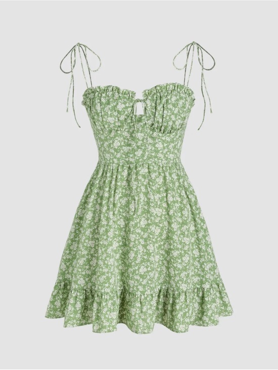 Cider Dresses & Skirts - NWT! Cider Olive Green Mini Dress with White Floral Print